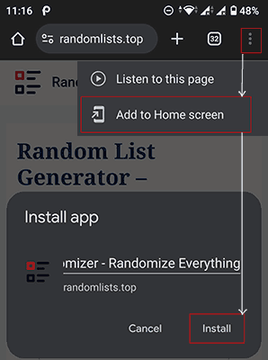 Random List Generator - Randomize Everything 2 Add to Home Screen randomlists.top Copy Add to Home Screen randomlists.top Copy Random List Generator - Randomize Everything